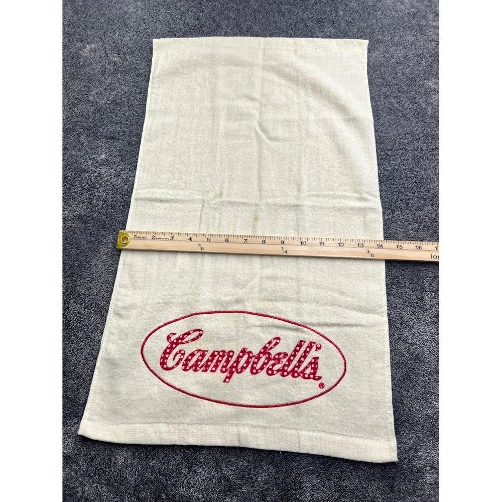 Vintage Campbells Soup Hand Towel White Red Gingham Logo Cotton Kitchen Decor